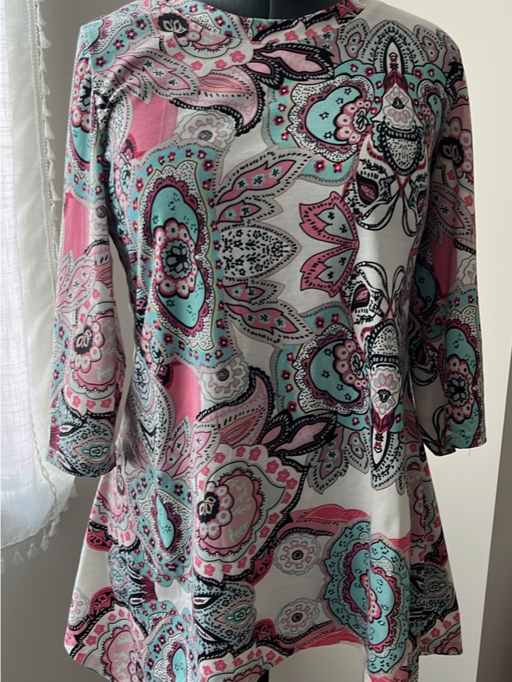 Women's Pink & Aqua Paisley Swing Top